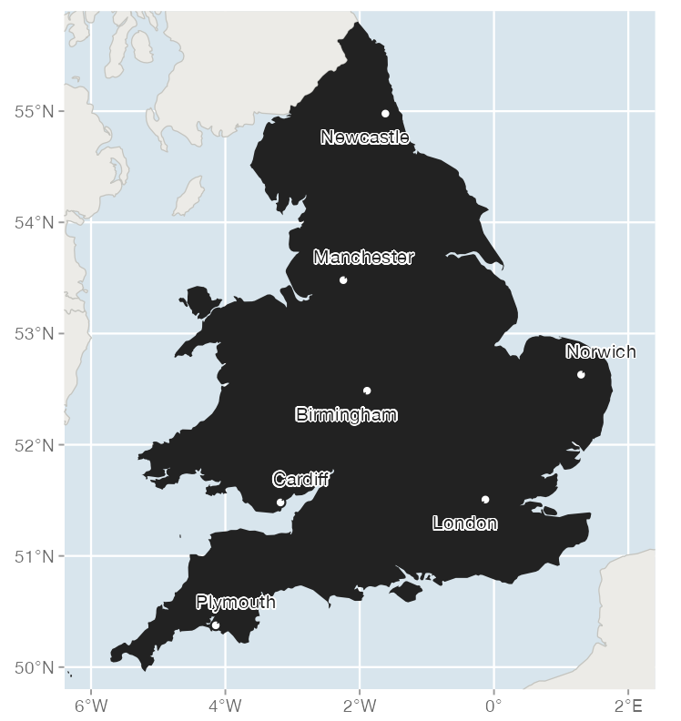 Map of England and Wales with major cities